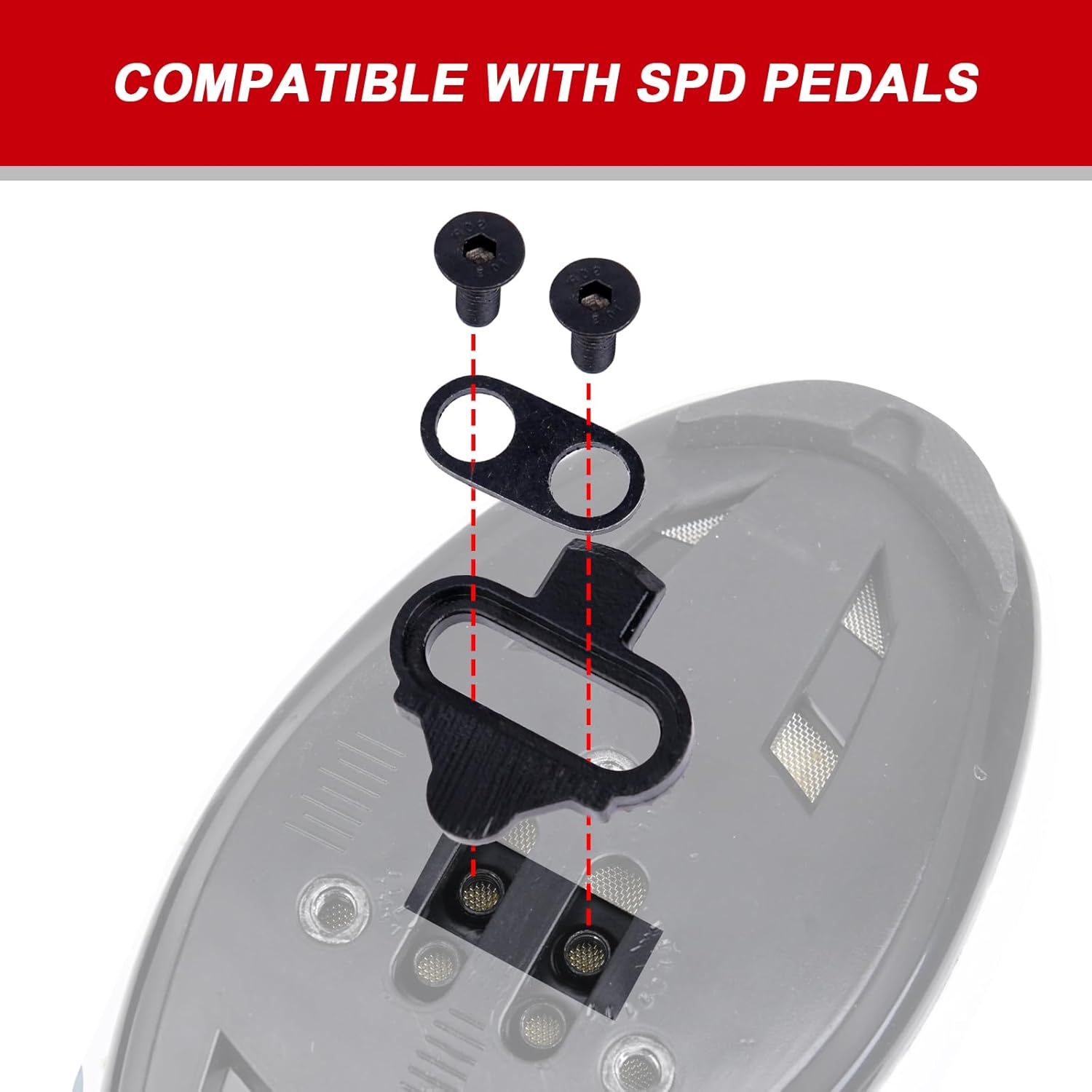 SPD Cleats - Bike Cleats Compatible with SPD Pedals, Bike Clips for Spinning Indoor Cycling and Mountain Biking, Durable Bicycle Cleat Set - Image 3