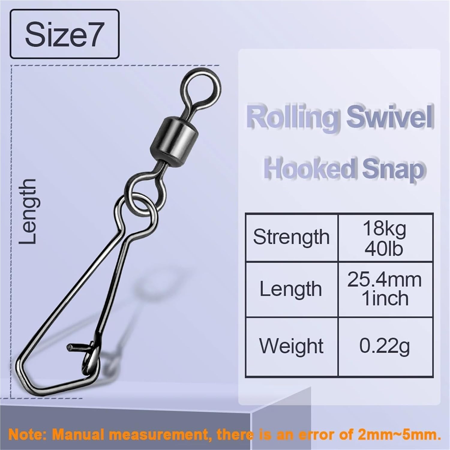 50pcs Rolling Swivel Snap Fishing Snap Swivel Quick Change Swivel Tackle Barrel Swivels with Carabiner Stainless Steel