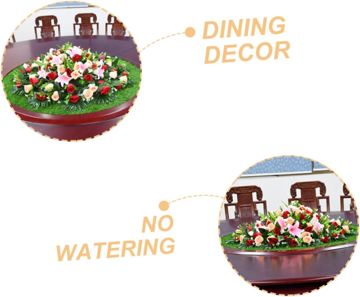 BESPORTBLE Manhole Cover Decoration Lawn Carpet Turf Rug Placemats Fake Grass Table Settings for Dining Table Decor Grass Mat Dining Table Mats Green Plants Plastic Coffee