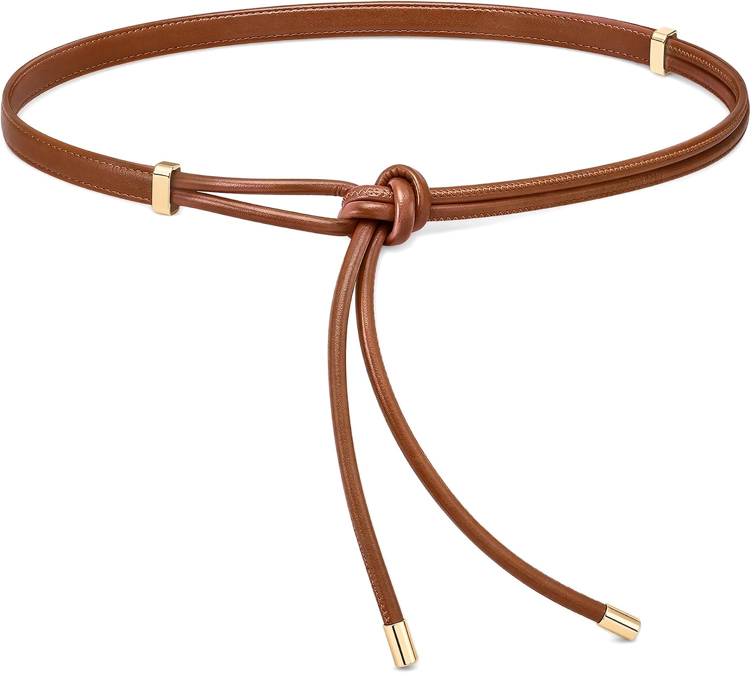 Thin Belts For Women, Knotted Wrap Tie Belt, PU Leather Skinny Waistband, Brown Dress Accessories, Adjustable Rope Belts, Fashion Apparel, Commuter Pairing, Street Photography