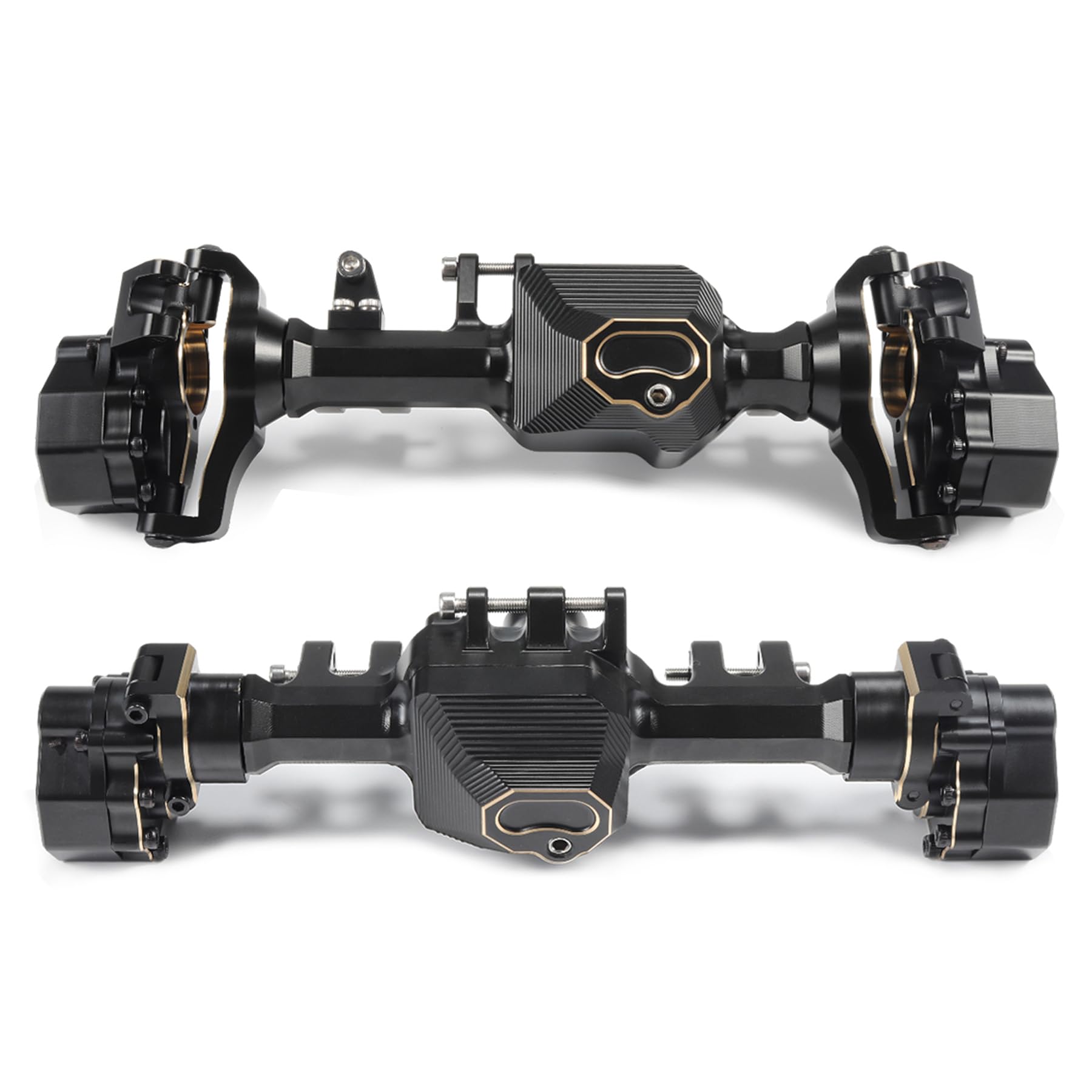 AMK TRX4 Brass Portal Axle Housing Front Rear Set 1106g Black Coating with Diff Covers C-Hub Counter Weights for 1/10 RC Crawler TRX6 TRX4 Upgrades (Front+Rear)