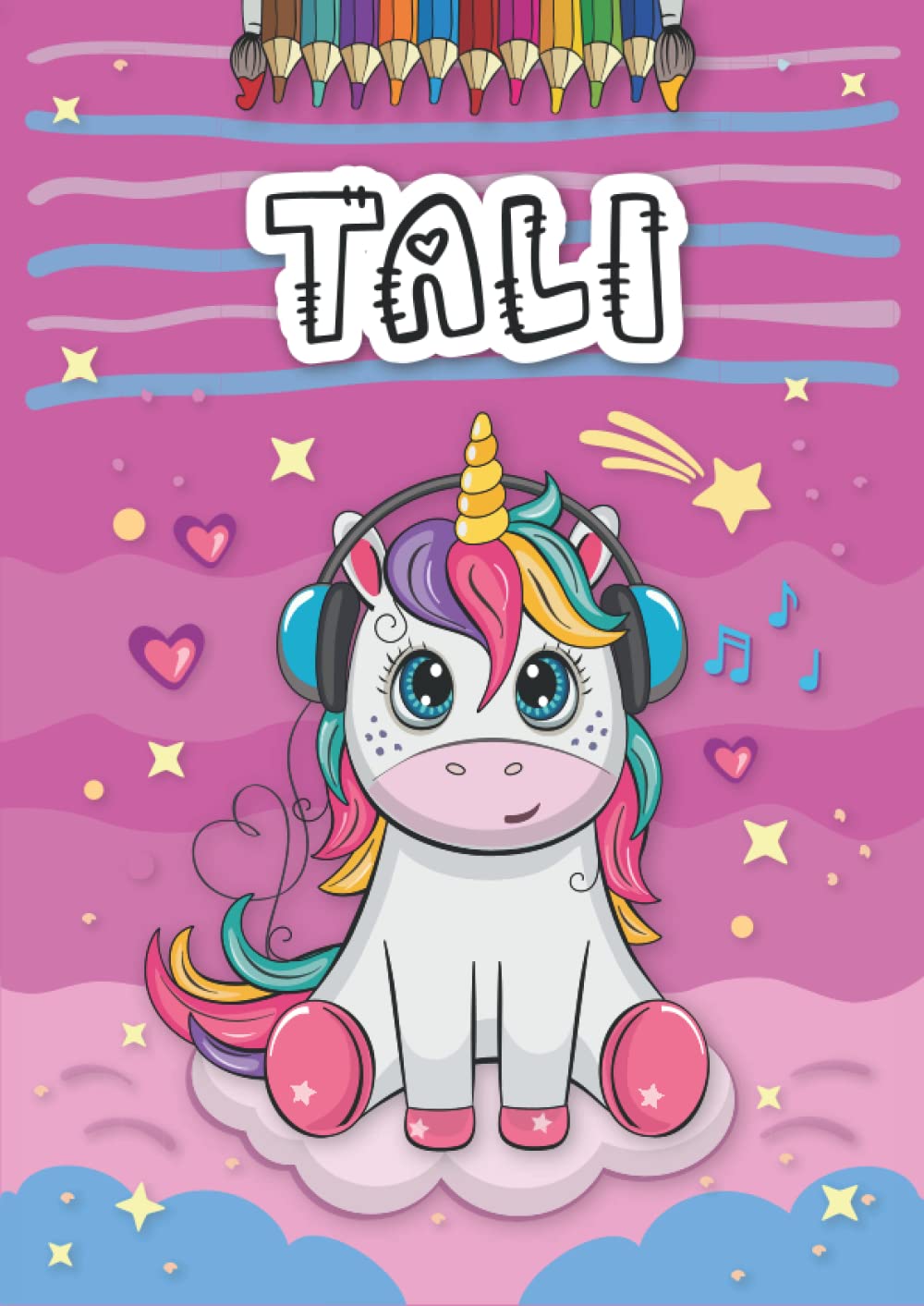 Independently published Tali: Livre de coloriage personnalisé pour Tali | Licorne | Cadeau d'anniversaire pour fille ... | 4 à 8 ans | 25 motifs de licorne avec le prénom Tali, Grand format A4 (21 x 29.7 cm)
