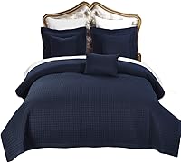 Vista 1 de Royal Hotel Juego de colcha de 3 piezas tamaño Queen, microfibra de lujo acolchada a cuadros