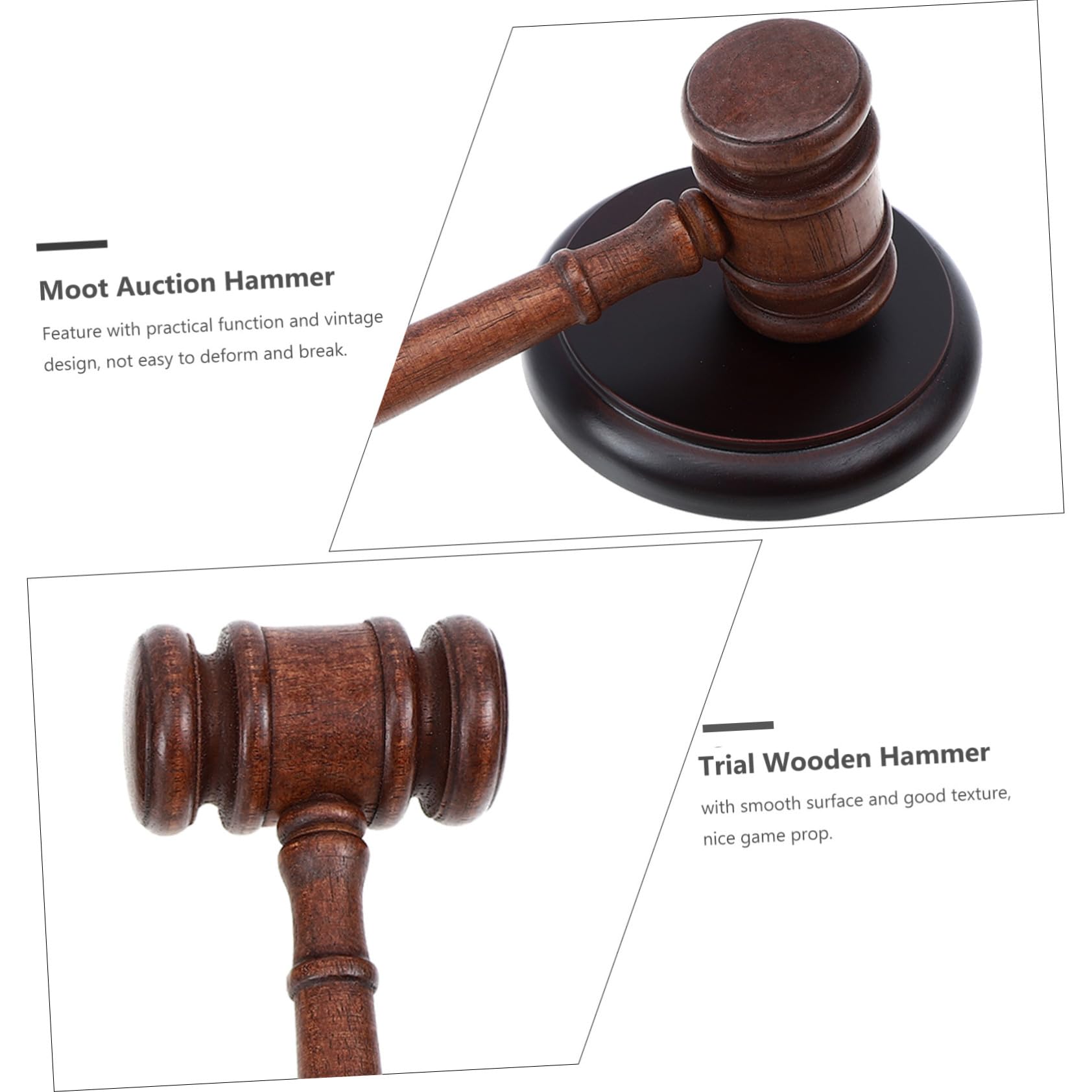 ERINGOGO Martillo de Madera para Subasta y Juicio con Base Martillo de Juez Resistente con Sonido Claro para Abogados Judiciales