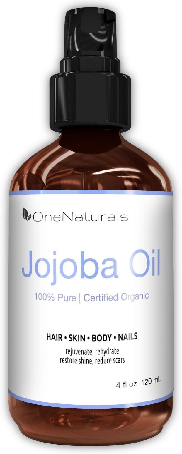 OneNaturals Organic Jojoba Oil for Hair, Skin, Body 100% Pure & USDA Organic Unscented, Unrefined, Cold Pressed, 4 oz