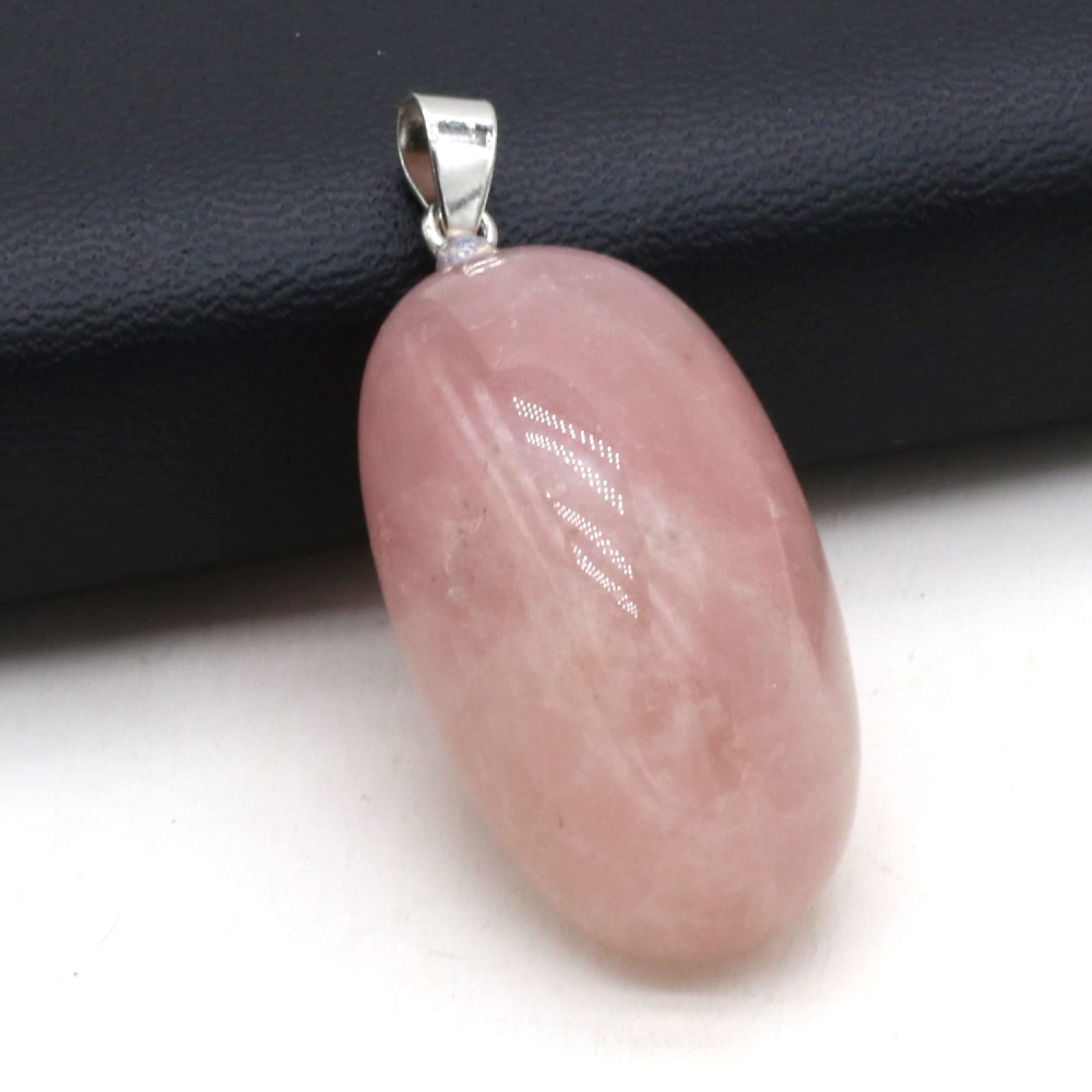Collana In Cristallo Di Quarzo Rosa ELLU - Ciondolo Naturale Esagonale, Acciaio Inox, Donna/Uomo