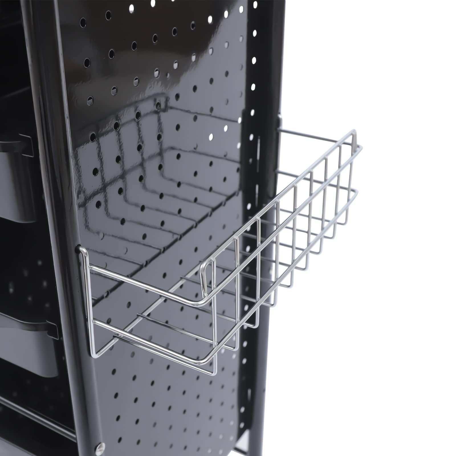 Carrello da parrucchiere, carrello da lavoro con 5 cassetti, carrello per salone di bellezza, colore nero