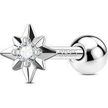 OUFER Body Piercing 925 Sterling Silver 20G Star Cartilage Earring Studs