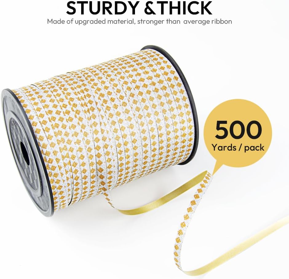 500 Yards Curling Ribbon for Gift Wrapping, 3/16" Balloon String for Christmas Valentine Birthday Wedding Party Festival Decoration, Crafts, Flower Bouquet(Glitter Rhombus) - Image 2