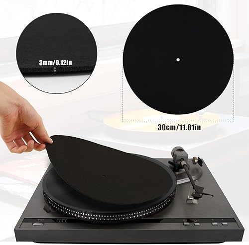 Miniatura 2 de Tapete para tocadiscos, 12 pulgadas, antideslizante y antiestático, tapete de fieltro para tocadiscos de lana, tapete protector para tocadiscos en