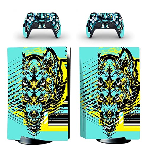 �ی� For PS5 Skin Disc Edition Anime Console and Controller Vinyl Cover Skins Wraps for PS5 Disc Version(7678) �C�A�Ȃ��A�c�����Ȃ�(9)
