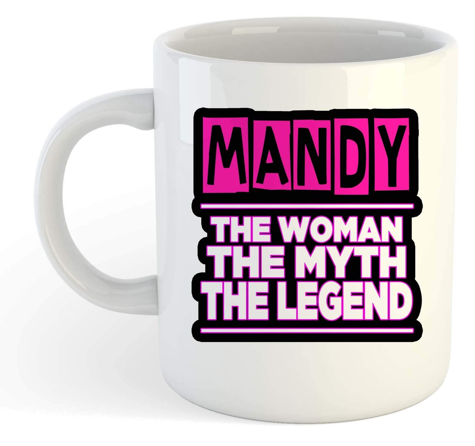 grabmybits Mandy - The Woman, The Myth, The Legend Mug - Name Personalised Funky Gift