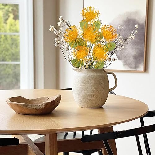 Miniatura 4 de Hollyone Flores Artificiales de Crisantemos de 33 pulgadas, Color Naranja-Amarillo, Flores de Crisantemo, 2 Piezas, Arreglo de Flores Falsas de