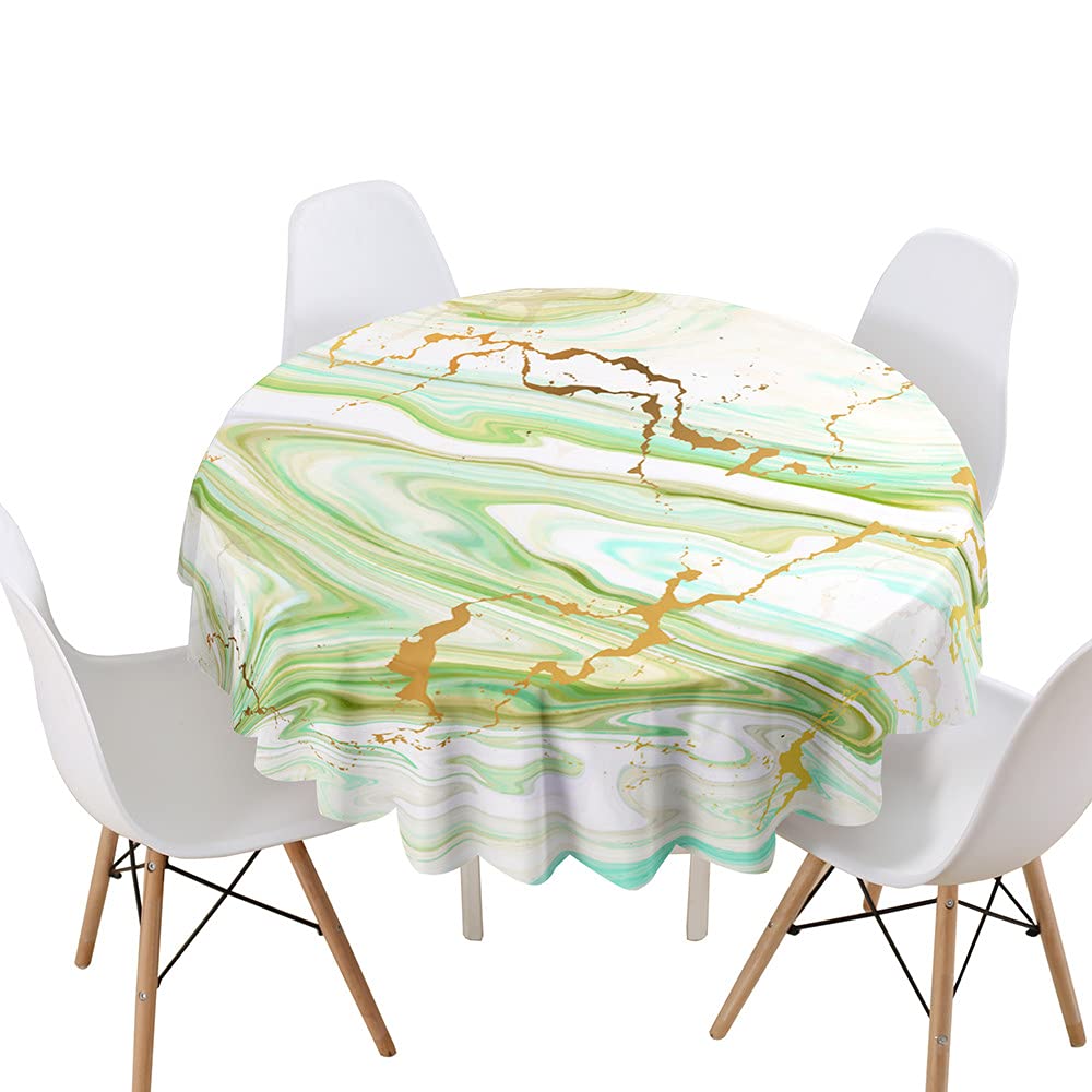 Nappe Ronde Anti Tache (D180 Cm) Feuilles D'or Blanc - Décoration De Table De Fête
