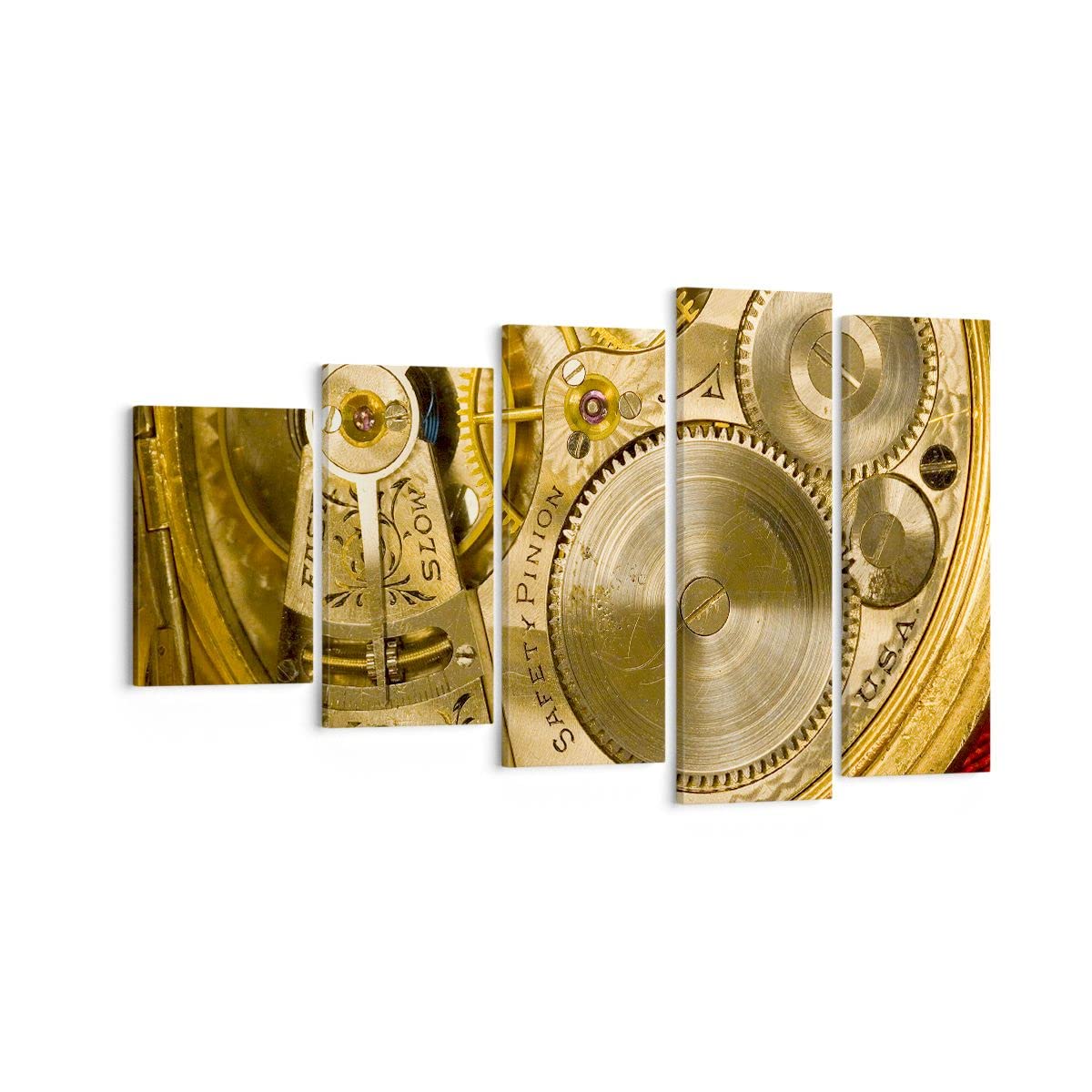 ZORYAN Quadro Orologio Steampunk 80x160 Cm – Stampa Su Tela Senza Cornice, Mappa Antica Con Meccanismo Vintage, Per Soggiorno E Camera