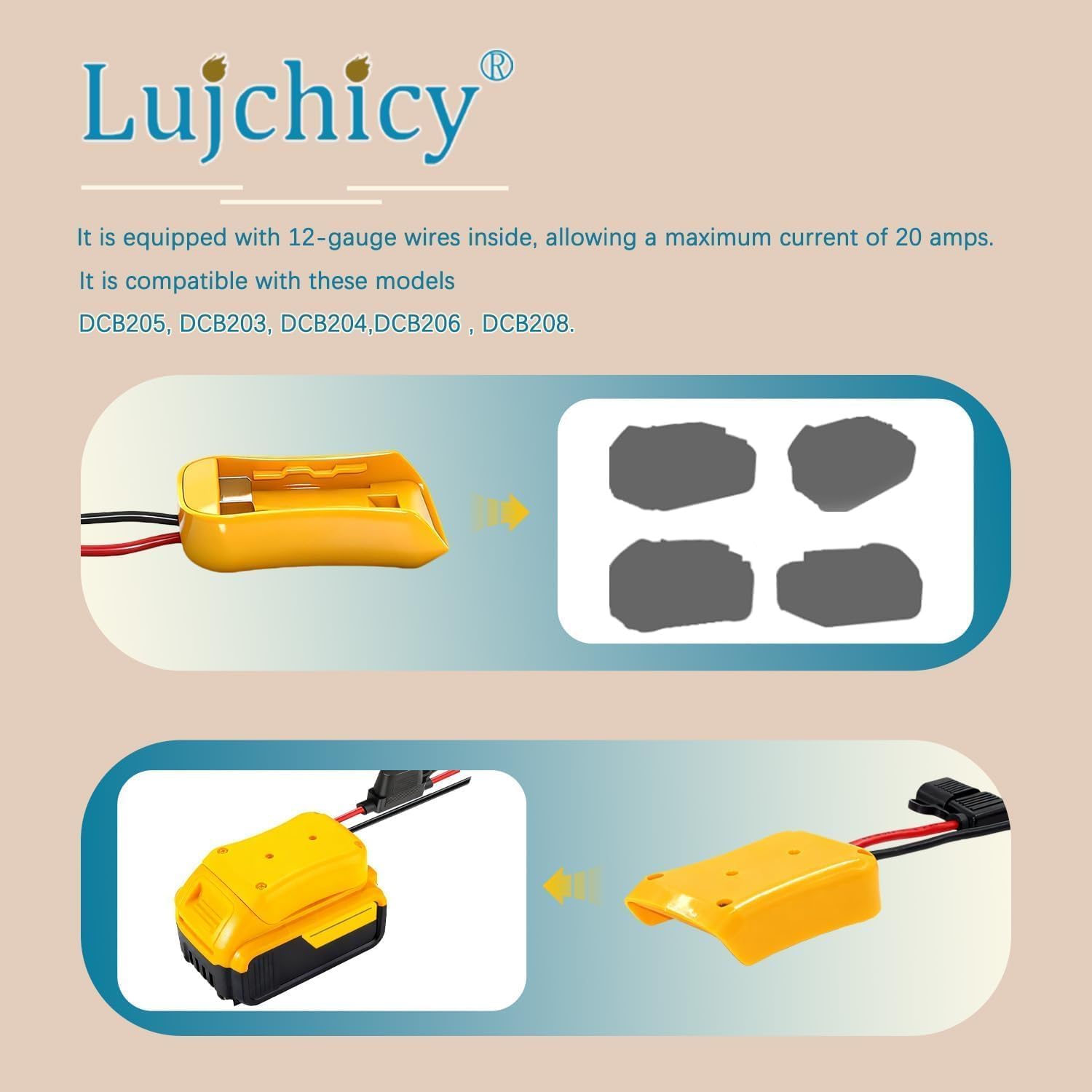Adapter for Dew&alt 20V Battery Converter Kit with,Tool Drill Battery Converter Adapter for Kids Car, RC Toy, DIY, Etc