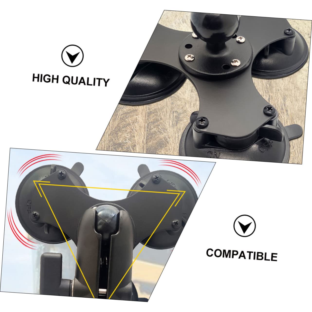 Hemobllo Soporte de Ventana con Triple Ventosa Ajustable de Bola Resistente Inoxidable Dispositivos Superficies