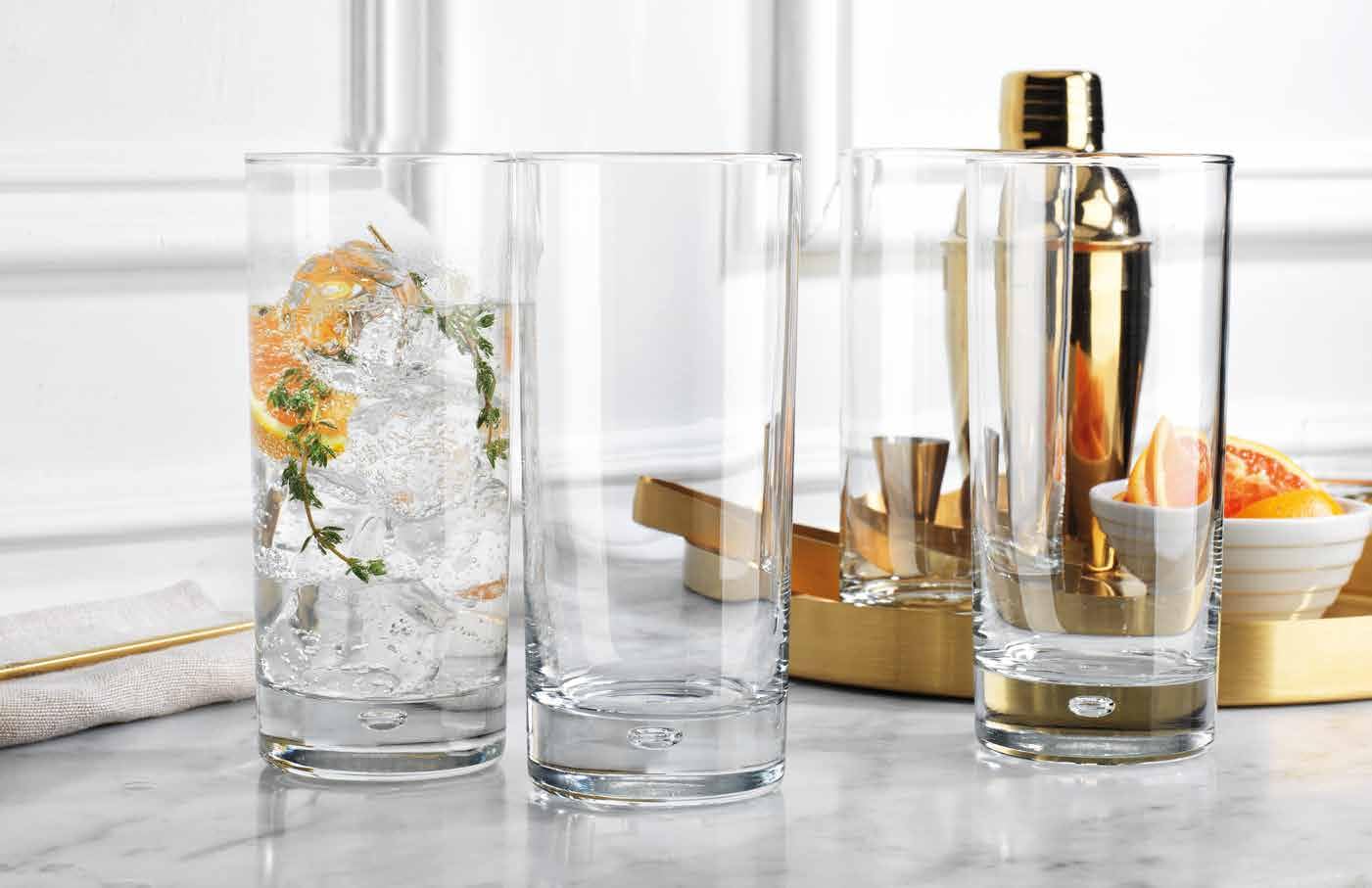 Home Essentials Red Series Bubble 17oz Highball Glass, Set of 4