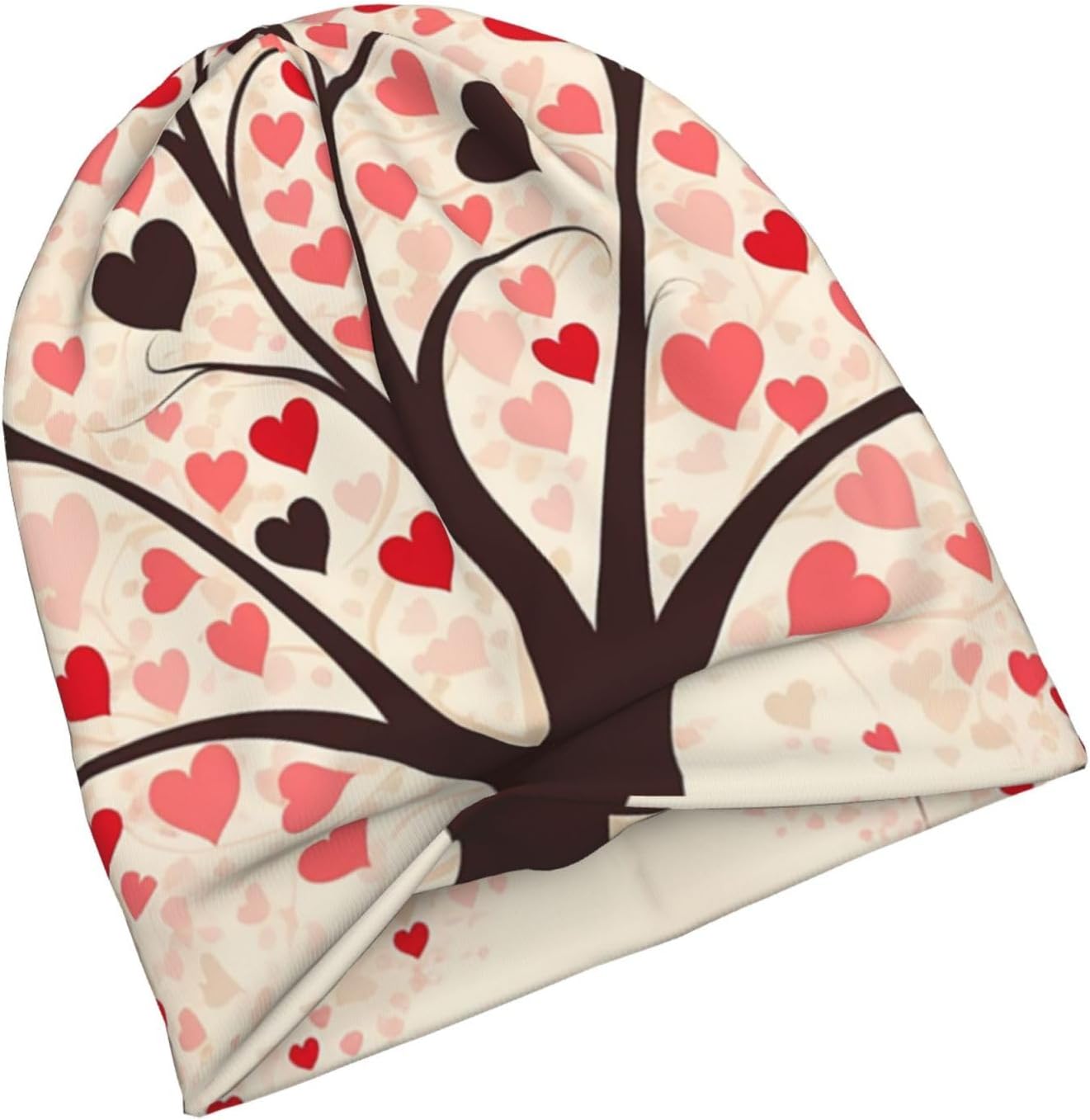 Knitted Hat Love Heart Tree Print Beanie for Women Soft Warm Beanie Cap Casual Knit Hat Men Winter Beanies