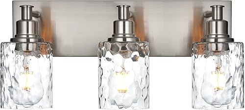 Miniatura 10 de BONLICHT Dispositivo de iluminación para tocador de baño con 4 luces, aplique de pared industrial de níquel cepillado con pantalla de vidrio