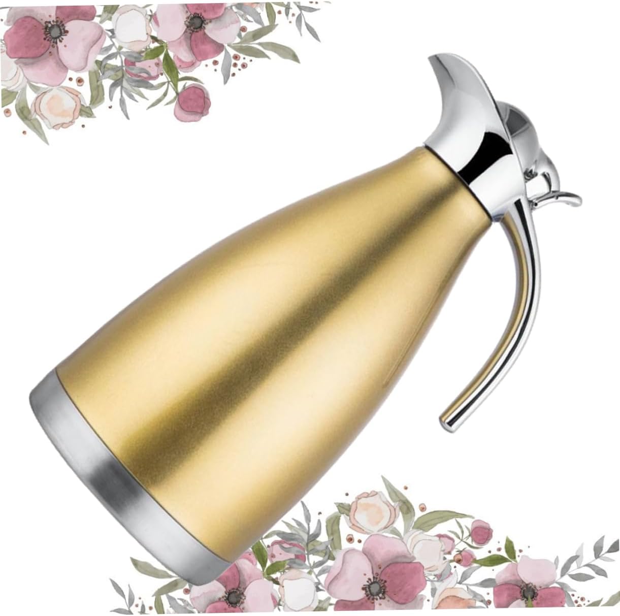 Stylish Thermal Jug 2L Lid Insulated Stainless Steel Vacuum Pot for Hot/Cold Coffee Tea and Water for Home Office and Travel