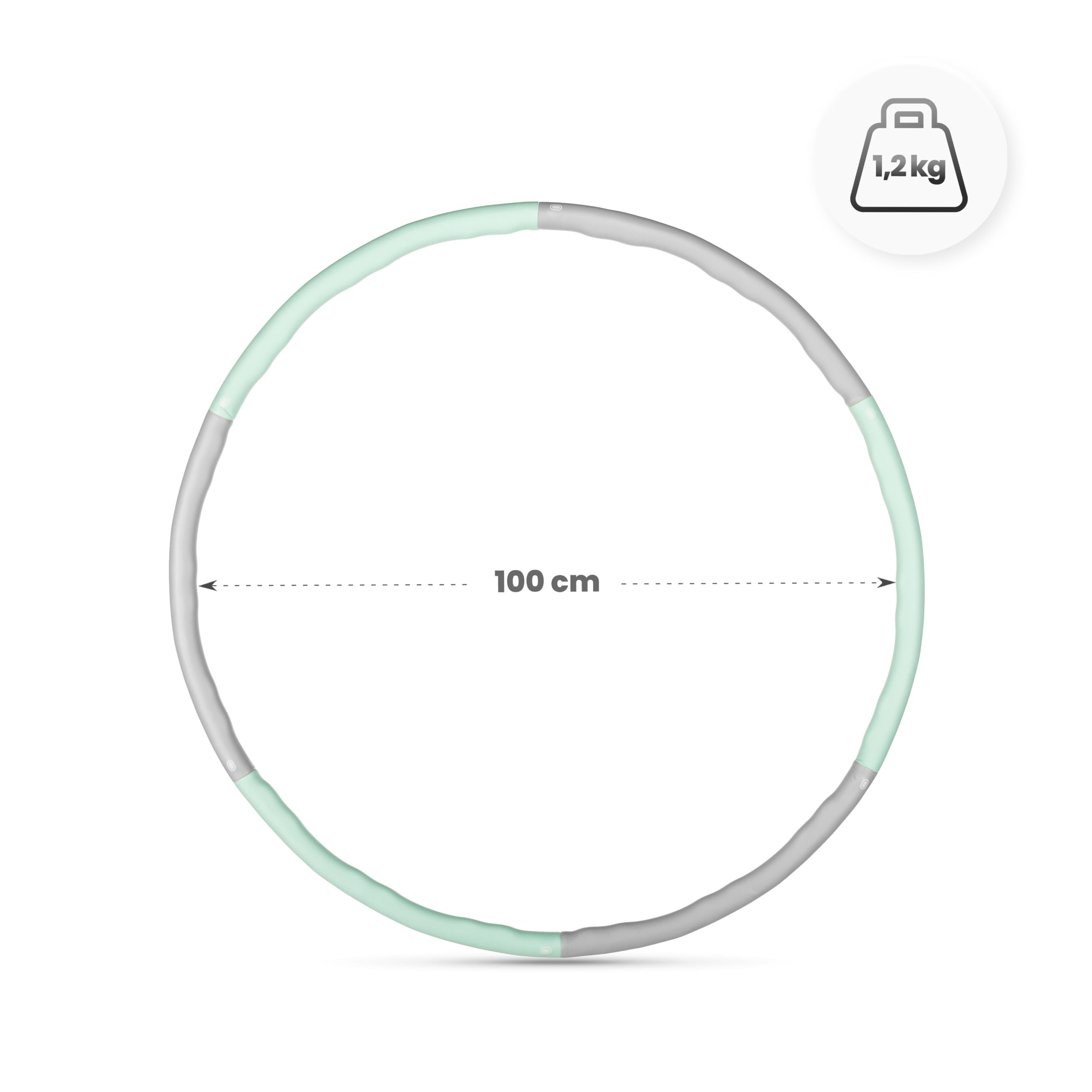 Gymtek Hula Hoop - Pneumatico per adulti, perdita di peso e massaggio, diametro 100 cm, con design ondulato, per dimagrire, hula hoop pieghevole, 6 pezzi