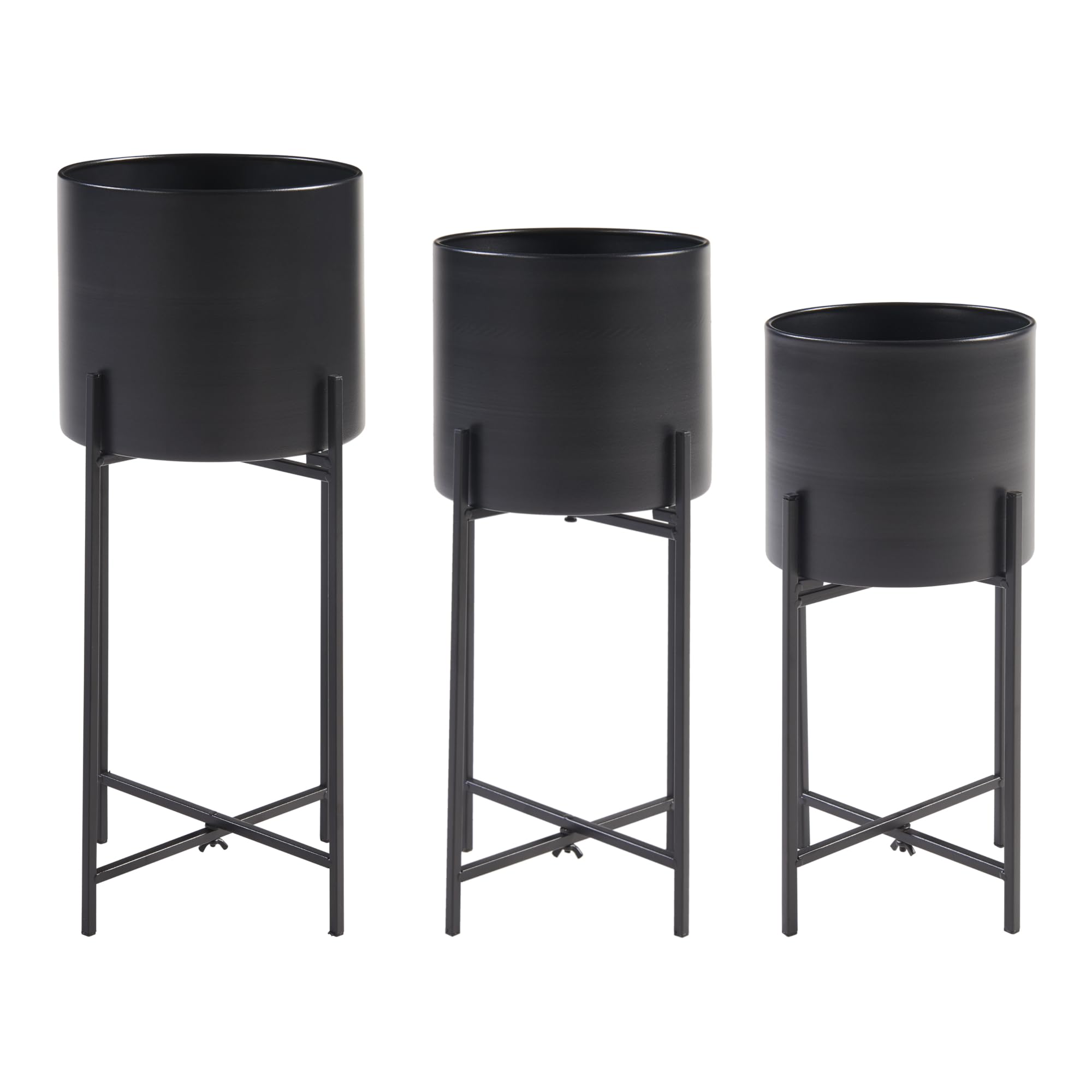 [en.casa] Pflanzenständer Orsa 3er Set Blumentopfständer Blumentofphalter Pflanzenregal in 3 Größen Blumenständer Blumenhocker Metall Schwarz