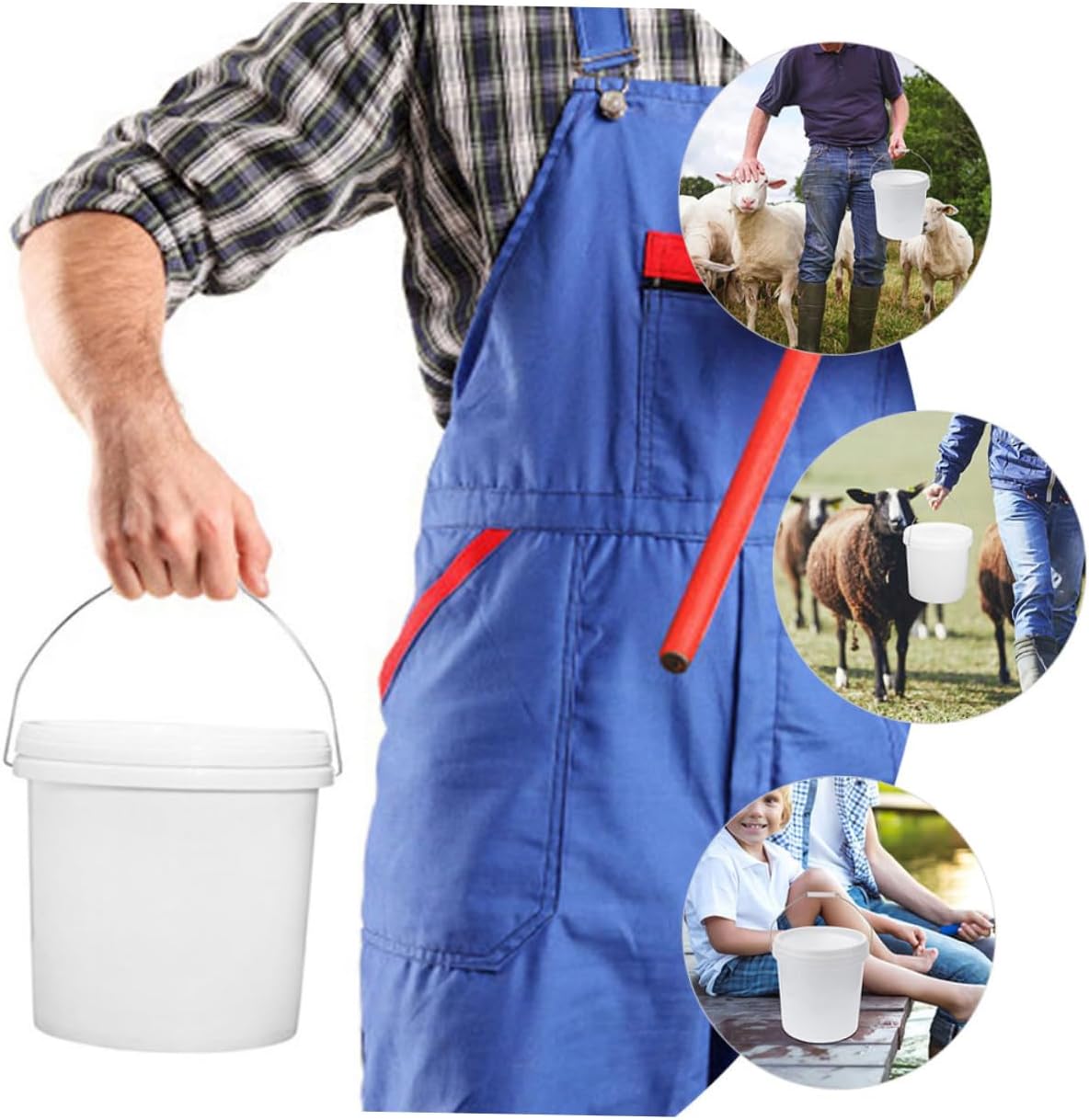 Portable Plastic Bucket with Lid Multipurpose Water Bucket for Farm Beach and Cleaning with Handle for Water Storage and Transport
