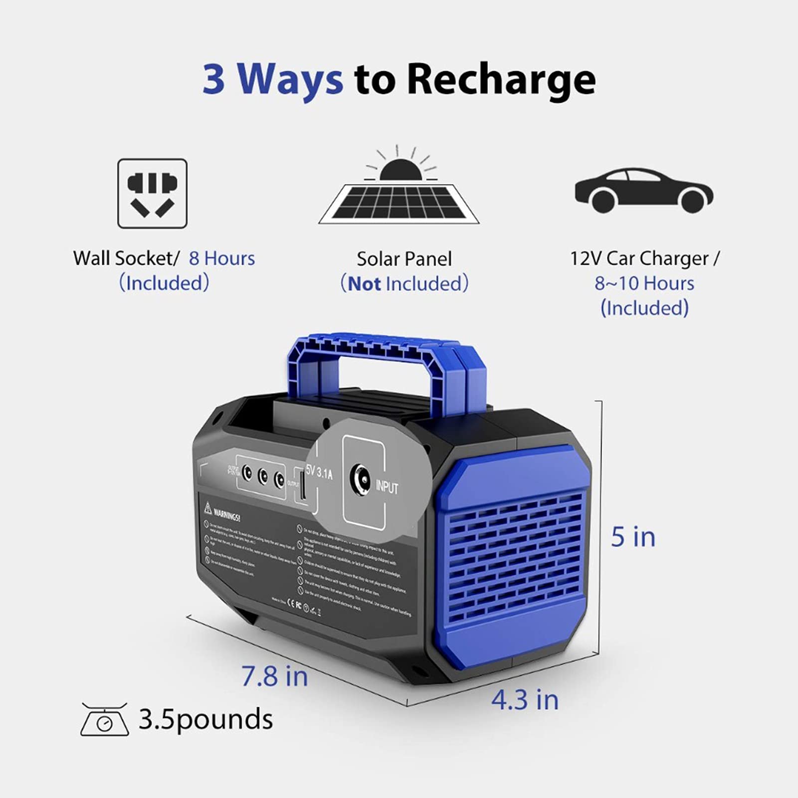 Central Eléctrica Portátil De 150 W, Generadores De 45000 Mah, Fuente De Alimentación De Batería De Litio con Toma De CA, Puertos CC, Puertos USB, Monitor LED, para Emergencias Al Aire Libre