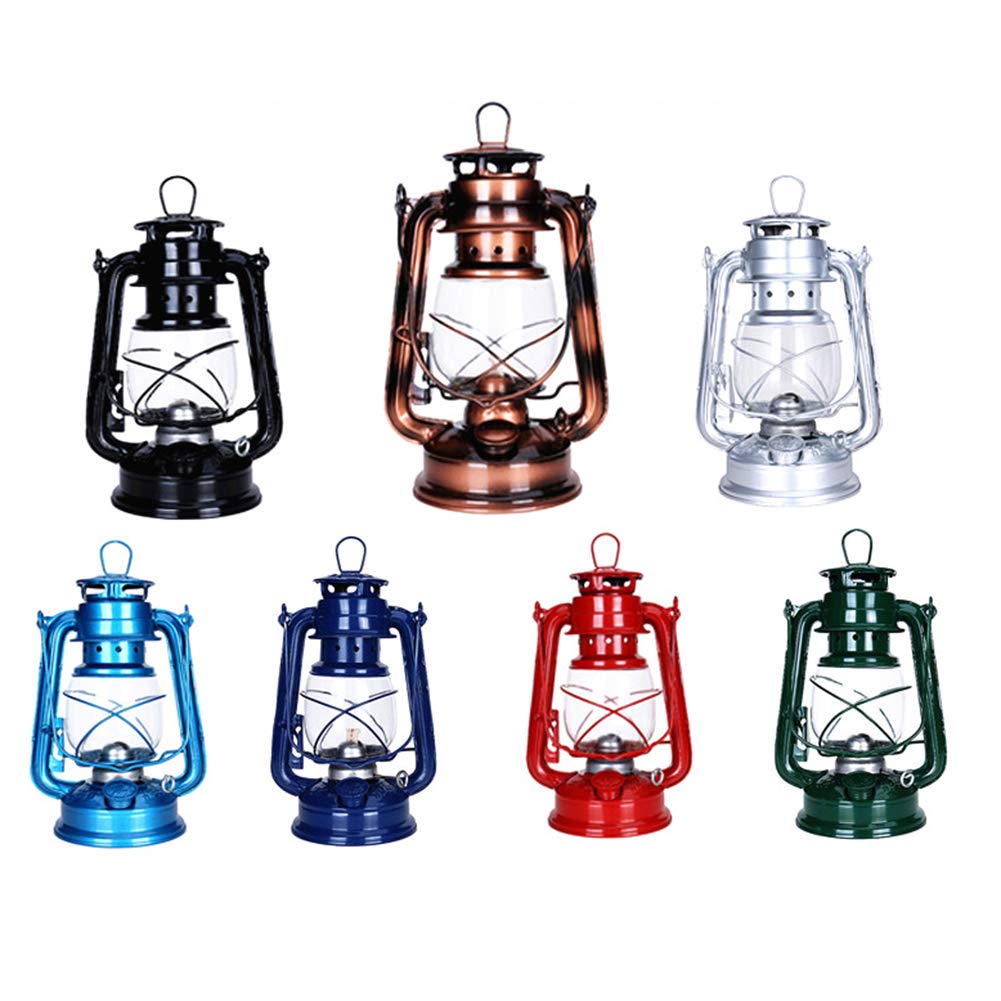 Petroleumlampe, 25cm Vintage Kerosinlampe Tragbares Campingzelt Licht Hängende Laterne Dekor, Retro Petroleumlampen Klassische Öllampe Tischlaternen Grün