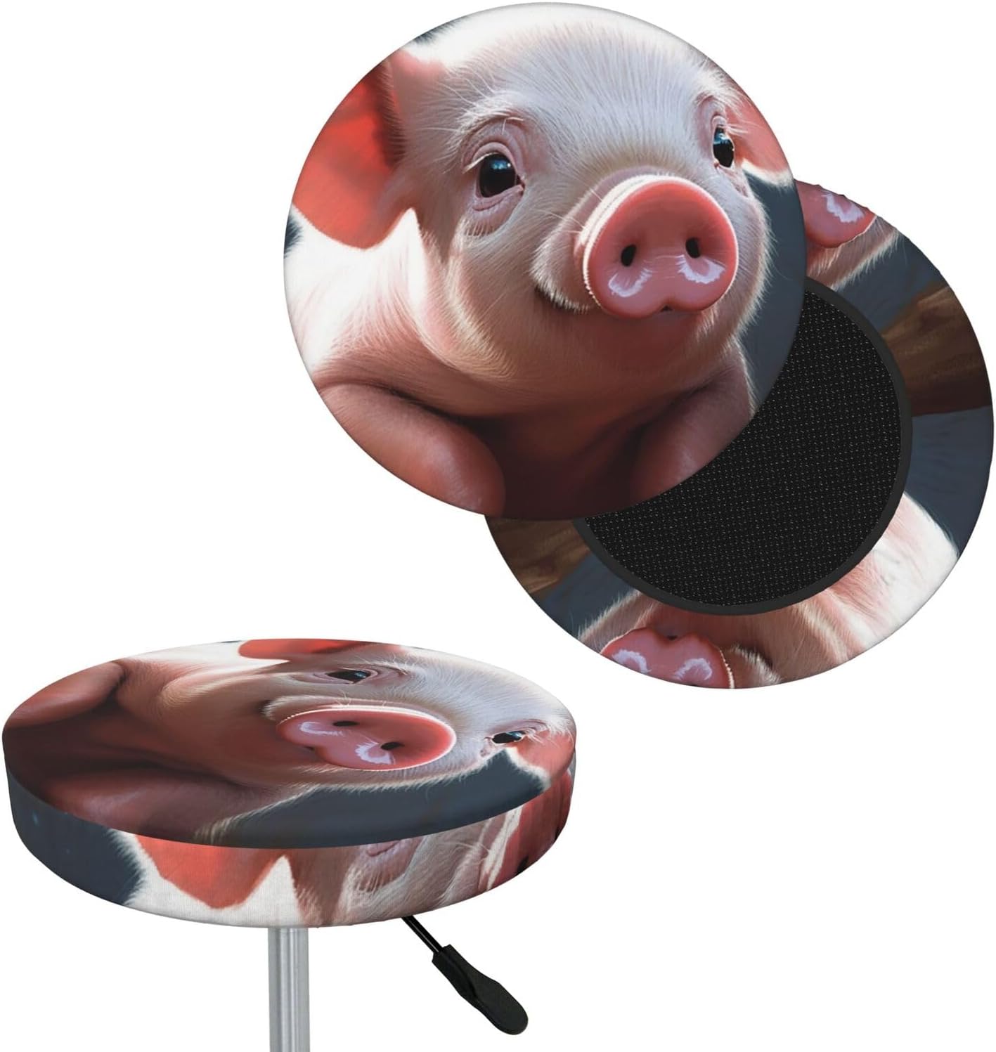 Bar Stool Cover Round Elastic Stool Cushion Covers Foolish Cute Animal Bar Chair Cover Washable Stool Cushion Slipcover Stretch Stool Seat Covers for 12-14 Inch Chair