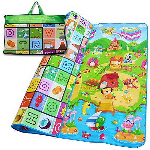 Denny International® Kids Crawling Educational Play Mat 2 Side Game Soft Foam Large Size Picnic Carpet 200X180cm (Play Ground Design)
