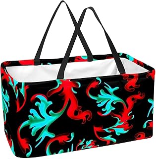 MOMOLOA Cesta De La Compra Reutilizable Patrón De Color Rojo Bolsas De Supermercado Plegables Portátiles Para Picnic Cesta De Lavandería Bolsa De Compras