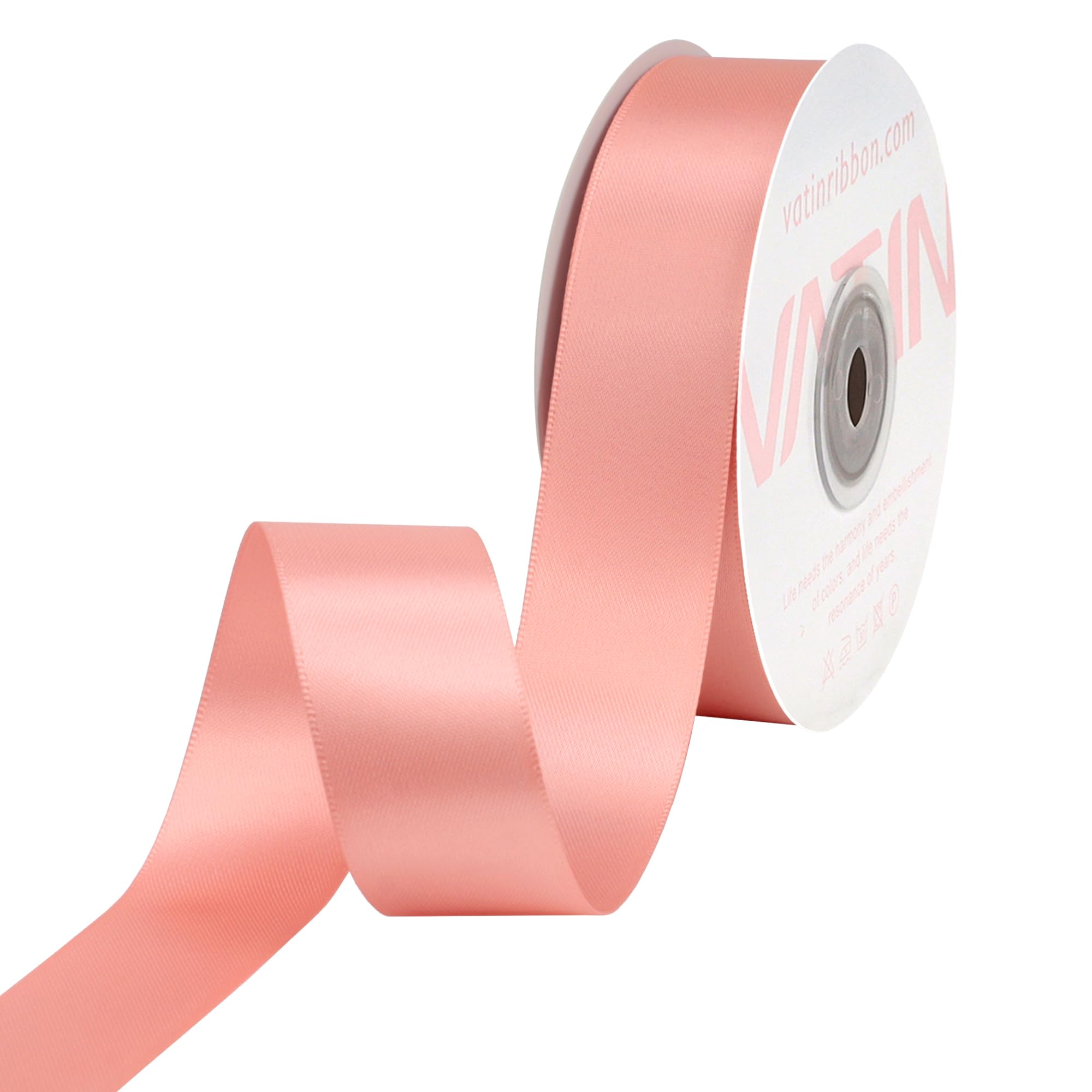VATIN Double Face Rose Gold Satin Ribbon 25mm X 22m,Gold Polyester Fabric Ribbon use for Bows Bouquet Gift Wrapping