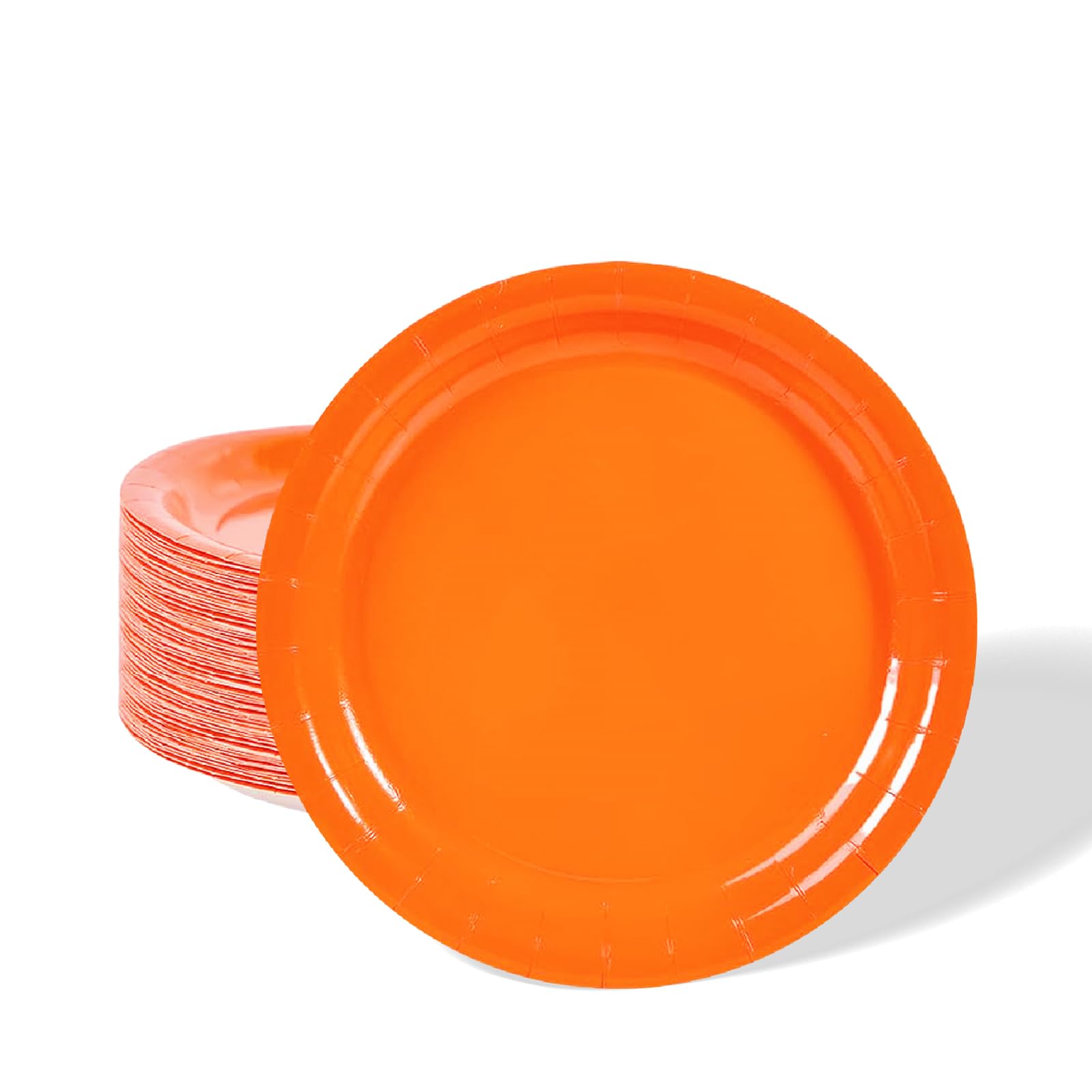 32pcs Orange Paper Plates,9 inch Disposable Tableware Party Plates Solid Colour Paper Plates Round Dinner Plates for Birthday,Wedding,Picnic, BBQ,Bar,Restaurant and Party Supplies Table Decorations — image 1