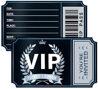 wuguimeii 20 Double-Sided Design Birthday Party Invitations with Envelopes，Movie VIP Party Invitations, Baby Shower Parties Invites Supplies Favors（black）