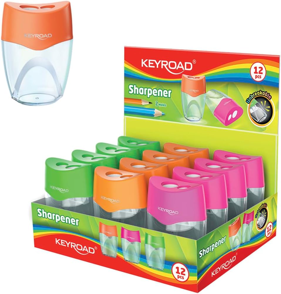 KEYROAD Sacapuntas ergonómico doble irrompible/12 piezas/cuchillas de ...