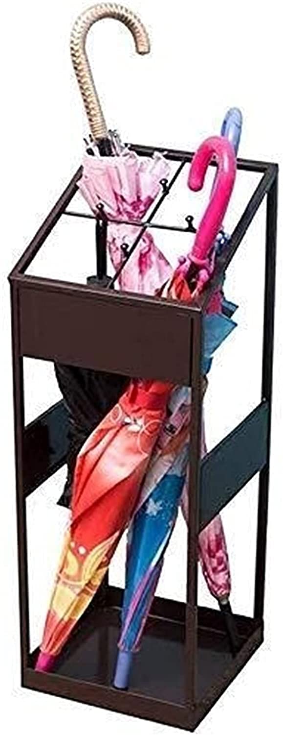 Porte-parapluies en métal noir 22x22x60cm pour entrée et bureau