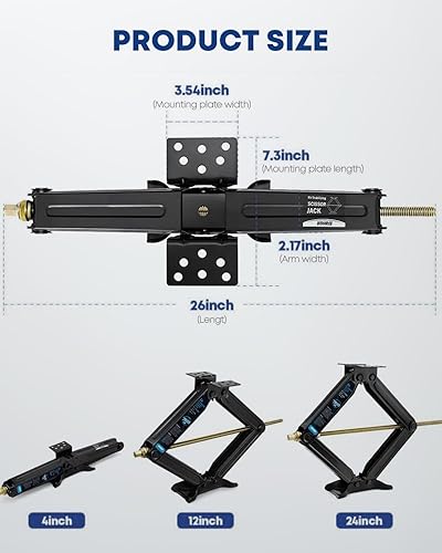 Miniatura 6 de Kohree Gatos estabilizadores de tijera de nivelación de 7500 libras de 24 pulgadas para remolque de viaje, cámper, juego de 2, kit de gatos