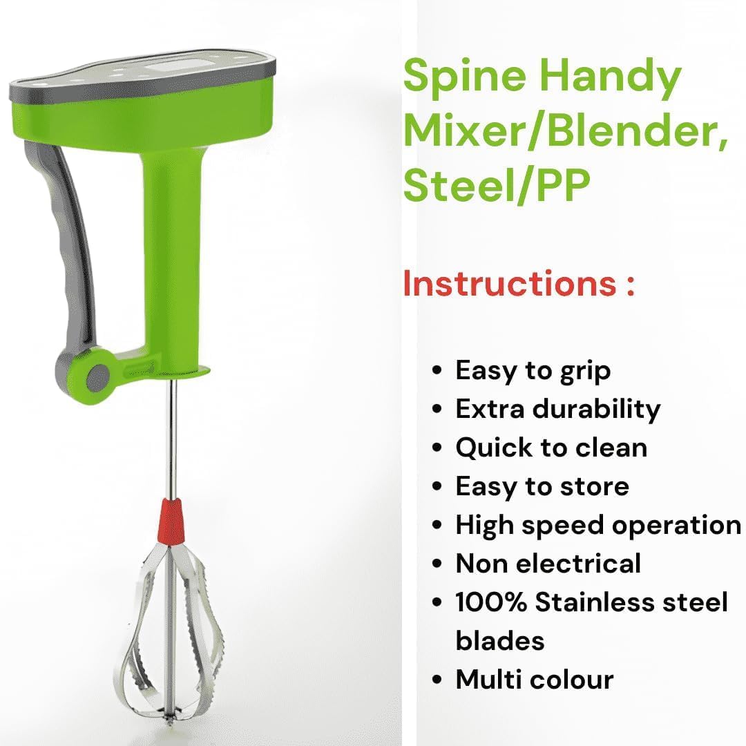 Milindi Sales Hand Blender | Milk Lassi Maker | Hand Press Mixer with Steel Blades | Egg Beater | Hand Mixer for Coffee-Lassi-Cream-Soup-Butter Milk | Hand Blender for Kitchen | Multicolor 3