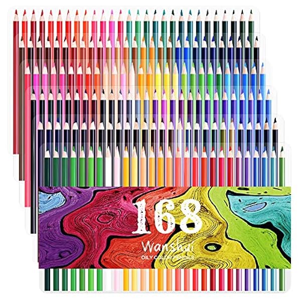 168 matite colorate set a 6 vassoi di matite colorate pre-temperate dai colori vivaci per adulti artisti e bambini da Wanshui per album a disegni, per disegnare per creare bozzetti