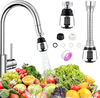 KARBAG 2Pcs Kitchen Tap Spray Head, 360°Swivel Tap Aerator with 2 Modes Universal Tap Extension Aerator Kitchen Tap Aerator 22/24mm Faucet Extender Tap Head for Kitchen Sink Faucet (Short & Long)