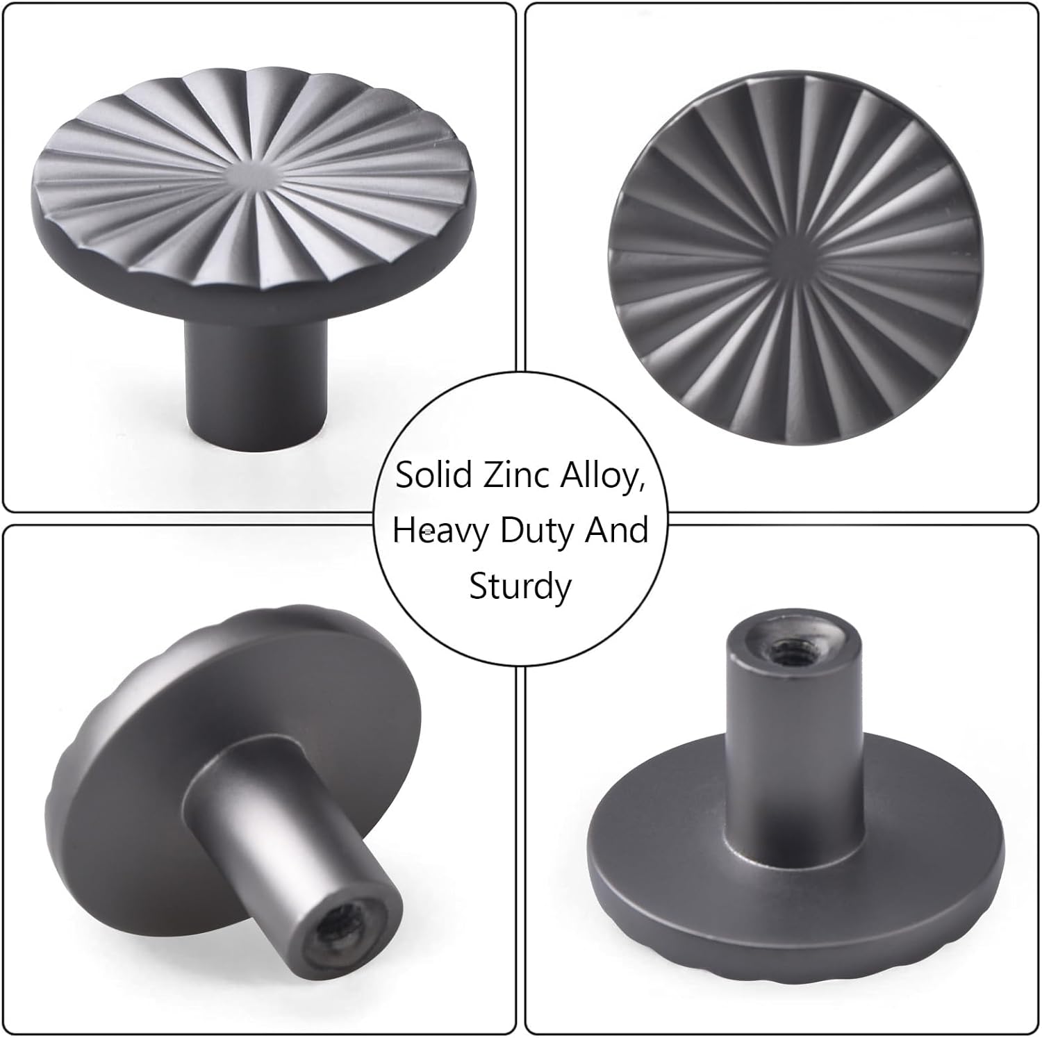 WEAVERBIRD 2 Pack Cabinet Knobs Drawer Dresser Knobs, Grey Zinc Alloy Kitchen Cabinet Handles Pulls