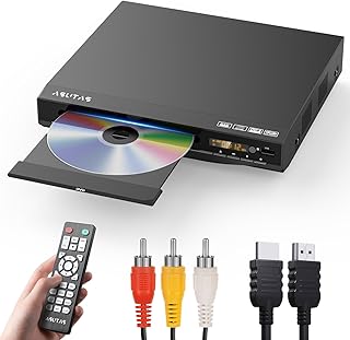 【新機種】ASUTAS 1080P DVDプレーヤー HDMI 再生専用 ディスクプレーヤー RCA/HDMIケーブル付属 RCA/USB端子搭載 リーションフリー PAL/NTSCサポート CPRM対応 【メーカー1年】 日本語説明書付き