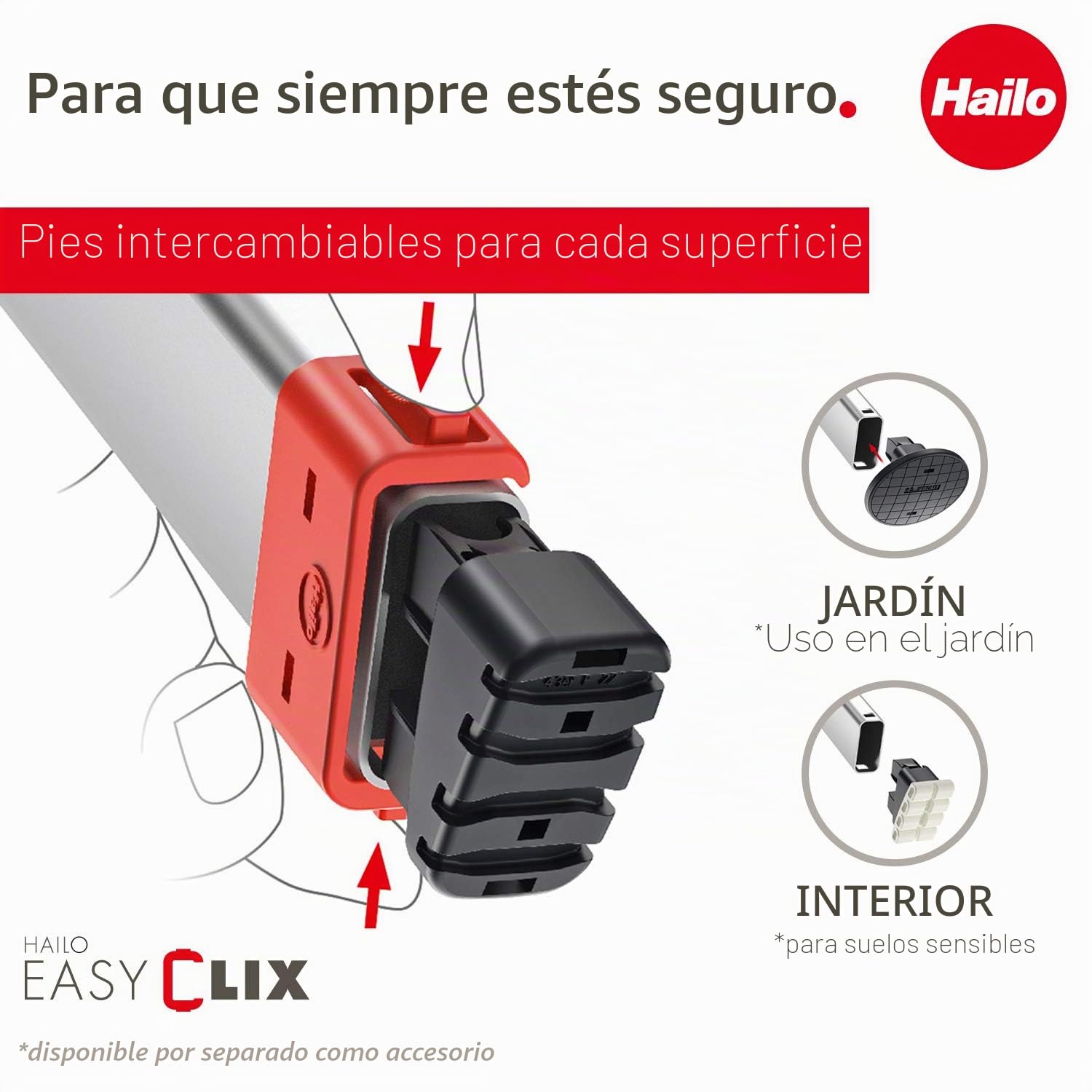 HAILO 8040-307 - Escalera de tijera de aluminio con peldaño ancho XXL EasyClix (3 peldaños)