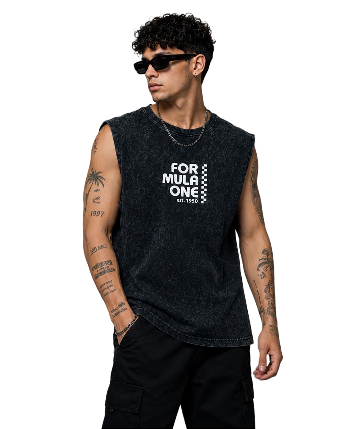 Formula One Est. 1950 Graphic Sleeveless Vest for Men, Black-picture-42