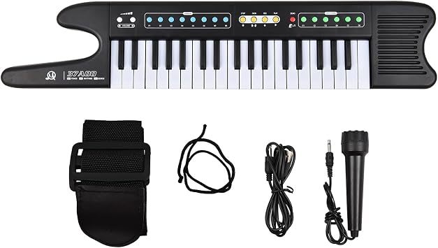 Btuty 37-Key Electronic Keyboard Piano Mini Electronic Organ Musical | Instrument 8 Tones 6 Rhythms 10 Demo with Microphone Strap for Beginners Keyboards Piano Dual Power Modes