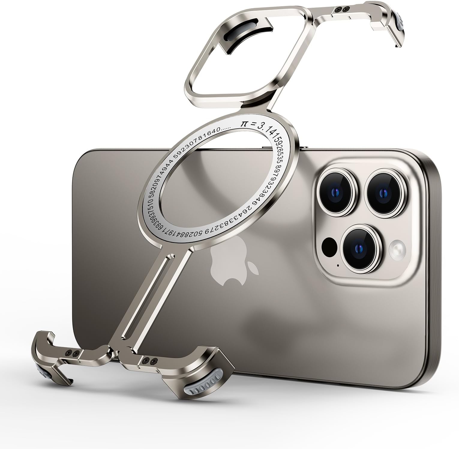 OATSBASF Magnetic Phone Case Compatible with iPhone 15 Pro Max 6.7”, [Compatible with Magsafe] Metal Bumper Case Sleek Minimalist Frameless Aluminum Shells, Natural TitaniumClimatePartner certified