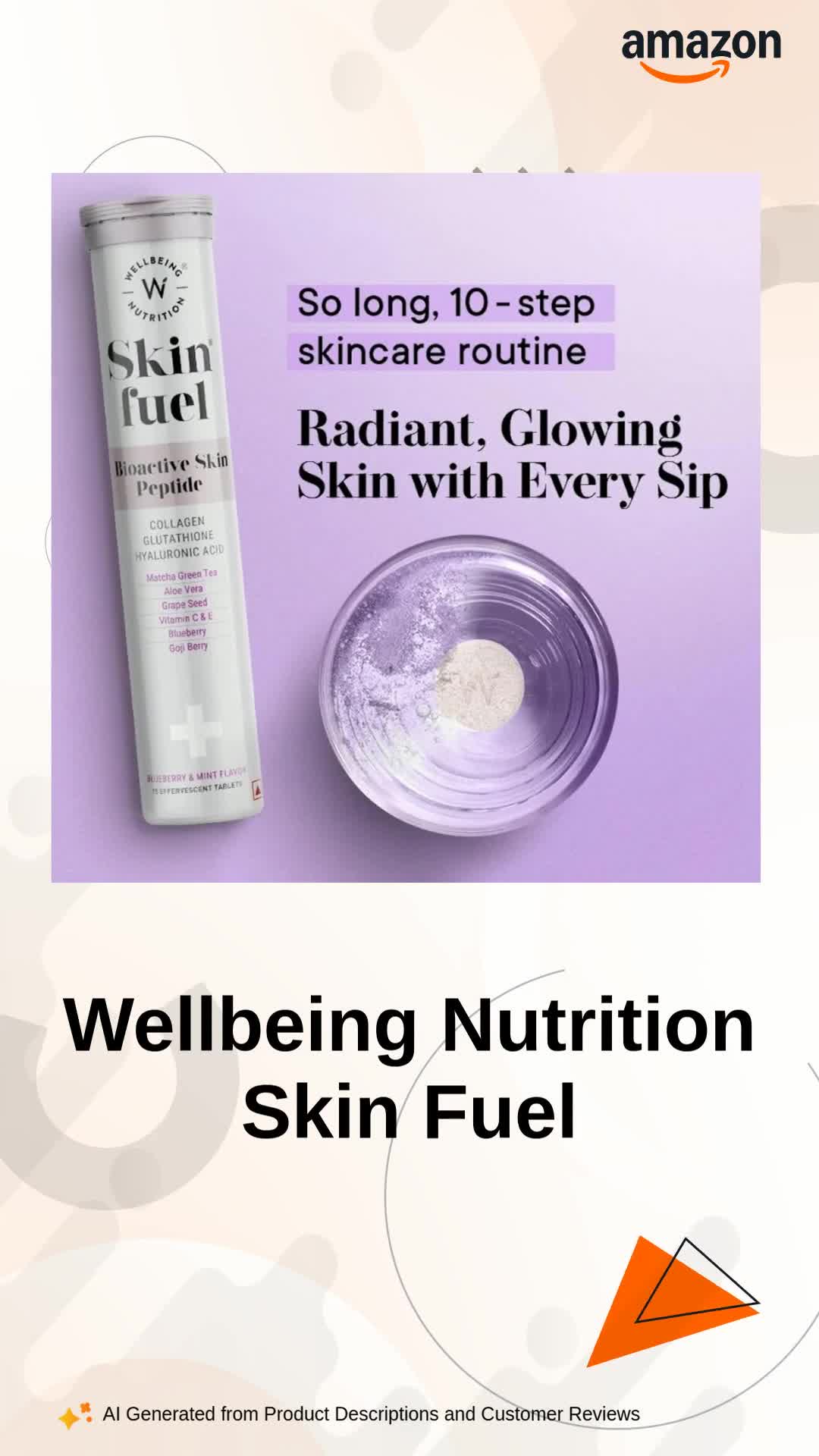 glutathione peptide benefits Wellbeing Nutrition Skin Fuel Liposomal Glutathione 90% (600mg)|Hyaluronic  Acid, Vitamin C & E | 4X Absorption |Skin Radiance, Anti-Pigmentation &  Hydration | Blueberry Mint Flavour