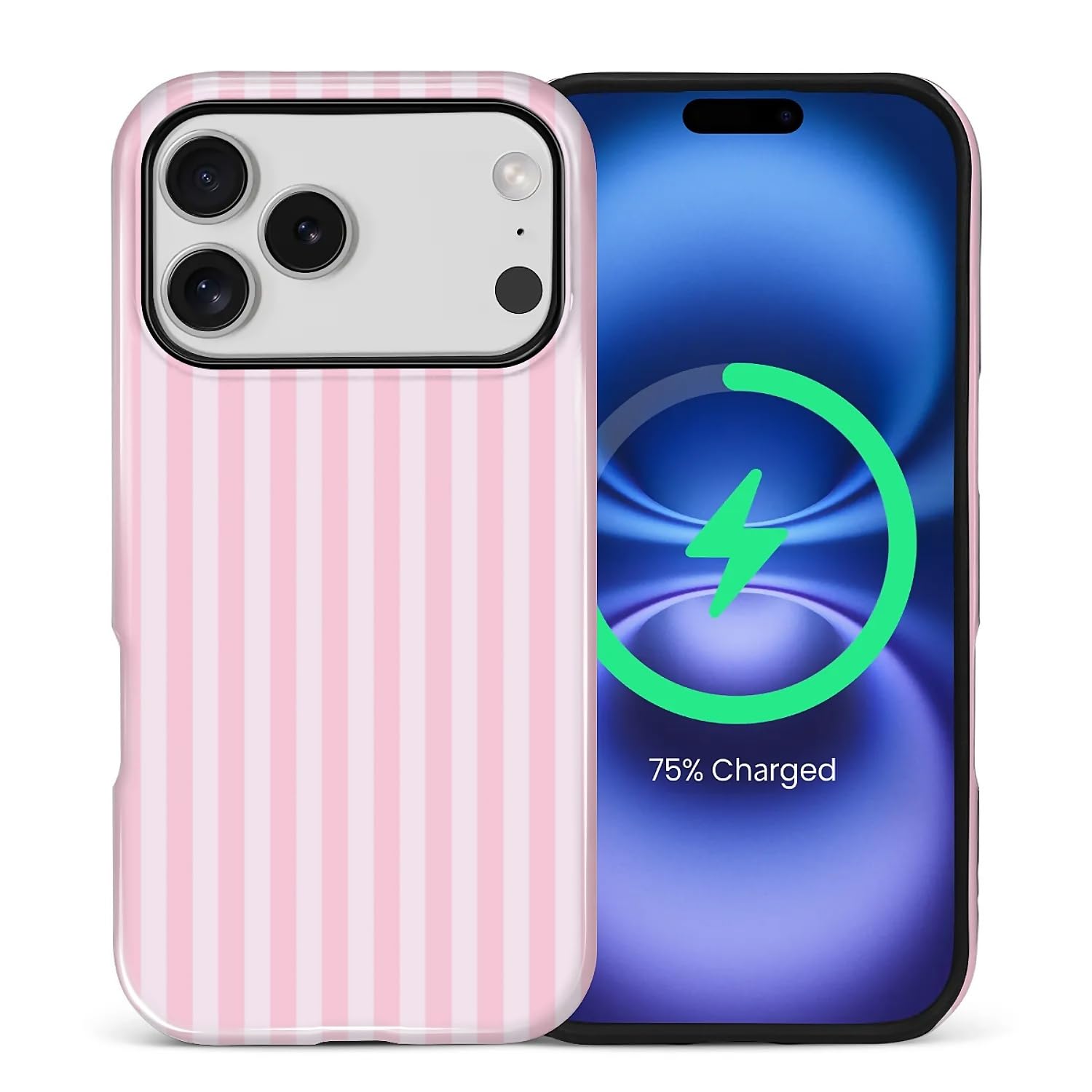 Coque iPhone 17 Pro MagSafe rose à rayures rétro et chic - 8
